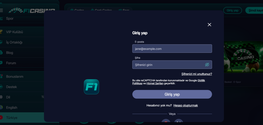 F1Casino 2026 Giriş Rehberi